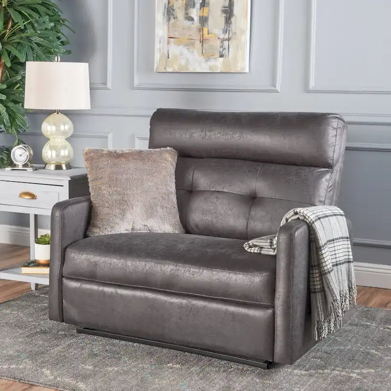 Moderner zeitgenössischer Relaxsessel (Zweisitzer), Loveseat aus Stoff mit weichen Polstern