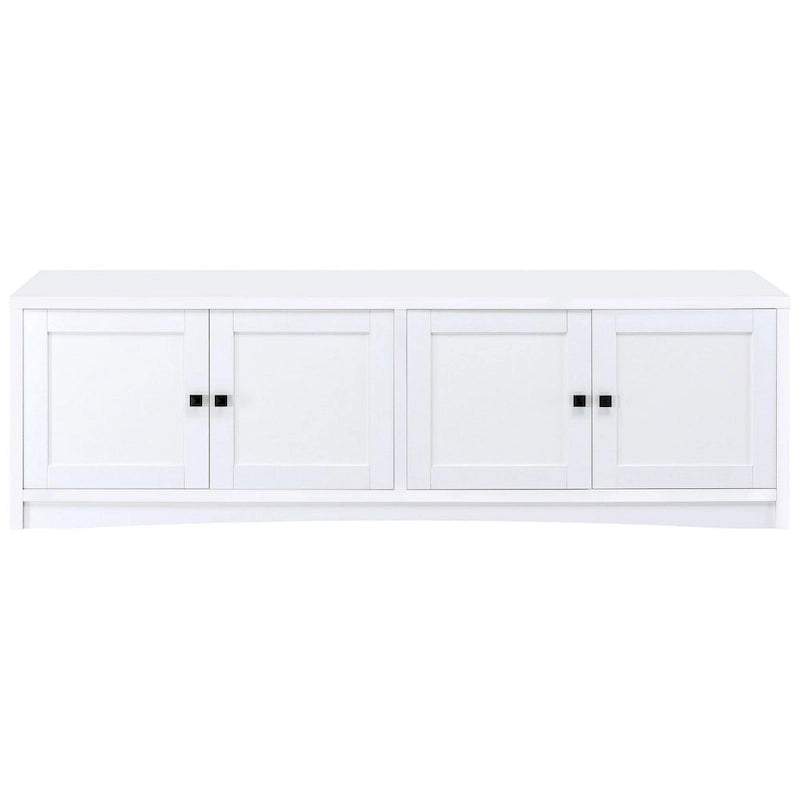 Meuble TV avec 4 portes, mélamine blanche, 78 pouces