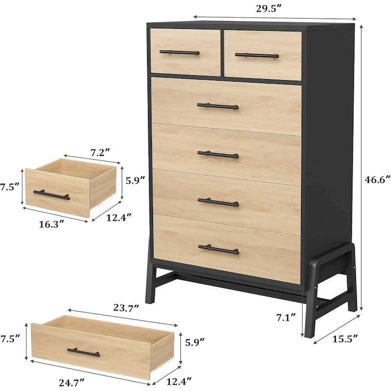 Commode haute indépendante à 4+2 tiroirs pour chambre