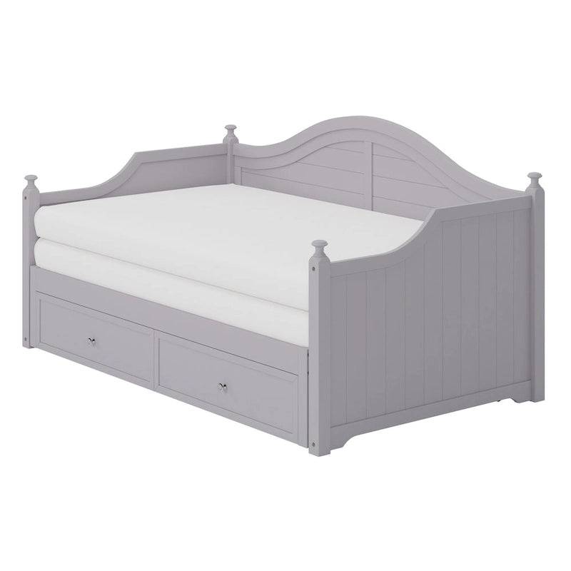 Holz-Tagesbett mit 2 Stauraumschubladen, Twin-Size-Plattformbett mit Stauraum - ausziehbares Tagesbett in Twin-Size mit ausklappbarem Gästebett, Schlafsofa