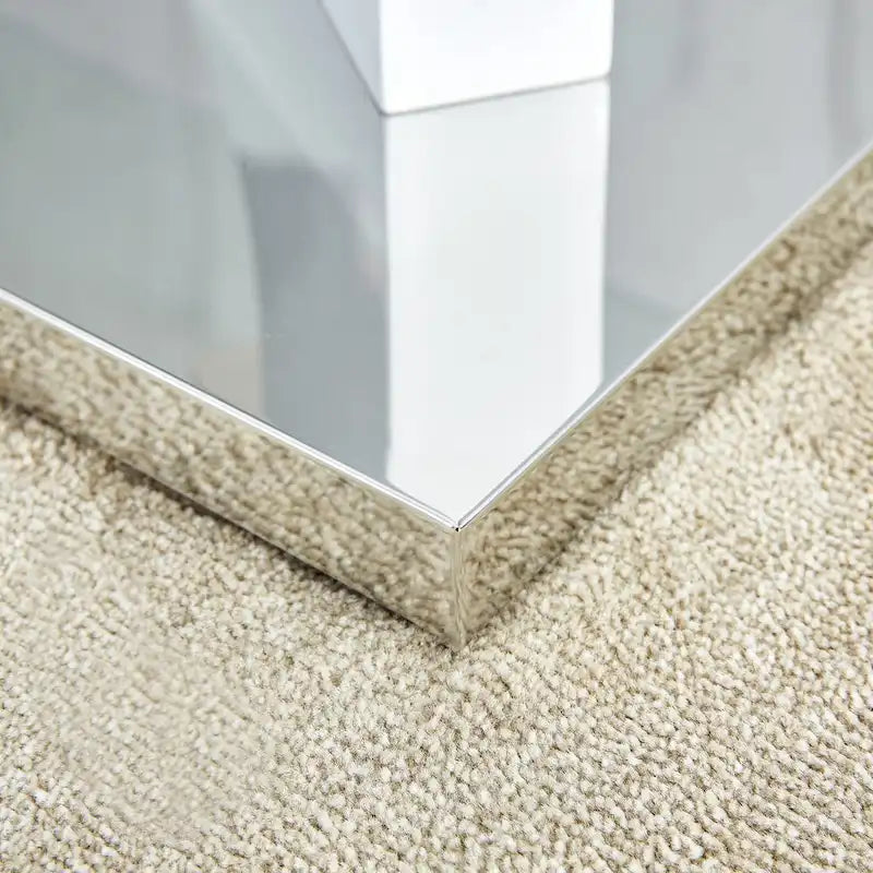 47.2 moderner rechteckiger Couchtisch mit Tischplatte aus gehärtetem Glas und MDF-Beinen