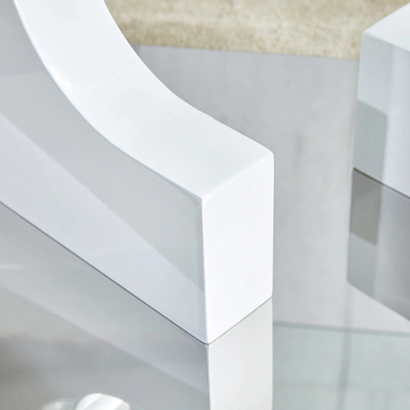 47.2 moderner rechteckiger Couchtisch mit Tischplatte aus gehärtetem Glas und MDF-Beinen