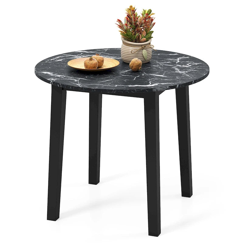 35 Kitchen Table Round Dining Table w/ Marble-textured Veneer
