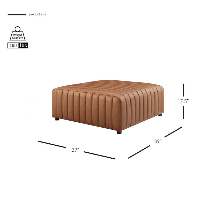 Quadratischer Couchtisch/Hocker aus Kunstleder