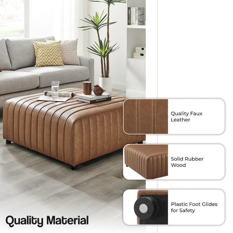 Quadratischer Couchtisch/Hocker aus Kunstleder