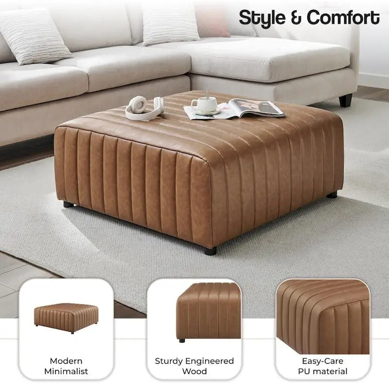 Quadratischer Couchtisch/Hocker aus Kunstleder