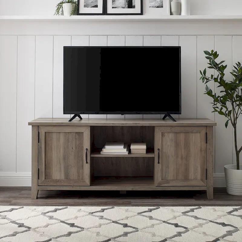 58-inch TV stand with grooved doors