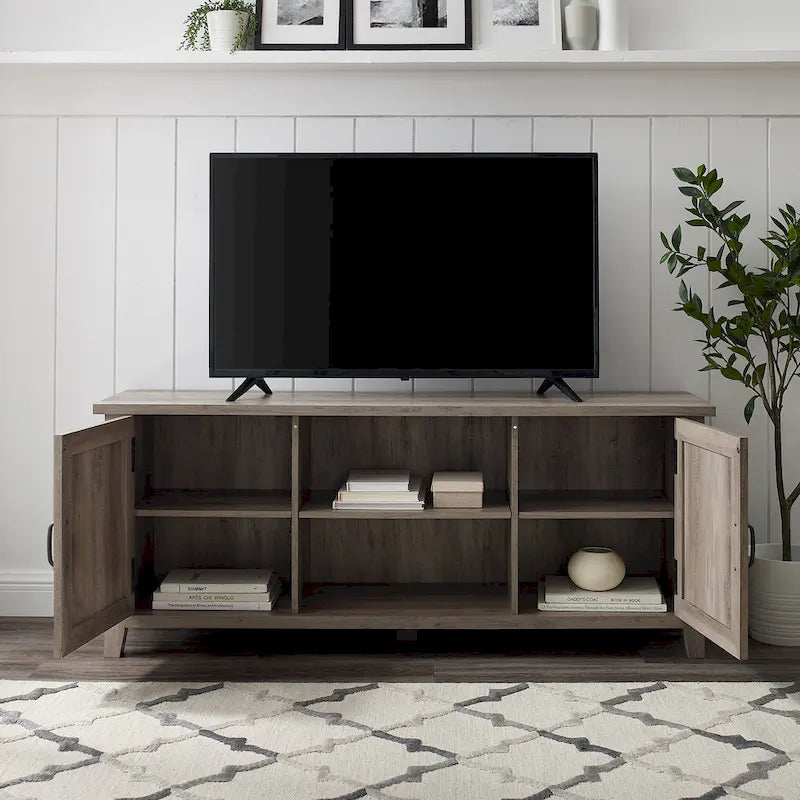 58-inch TV stand with grooved doors