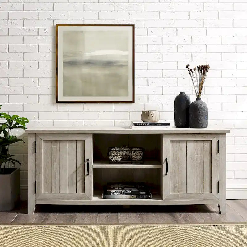 58-inch TV stand with grooved doors