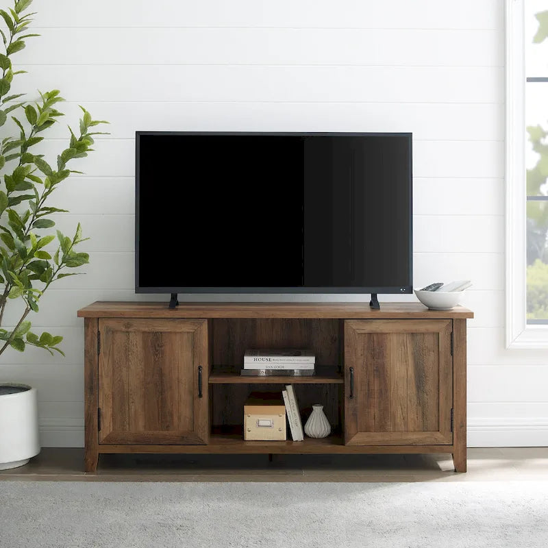 58-inch TV stand with grooved doors