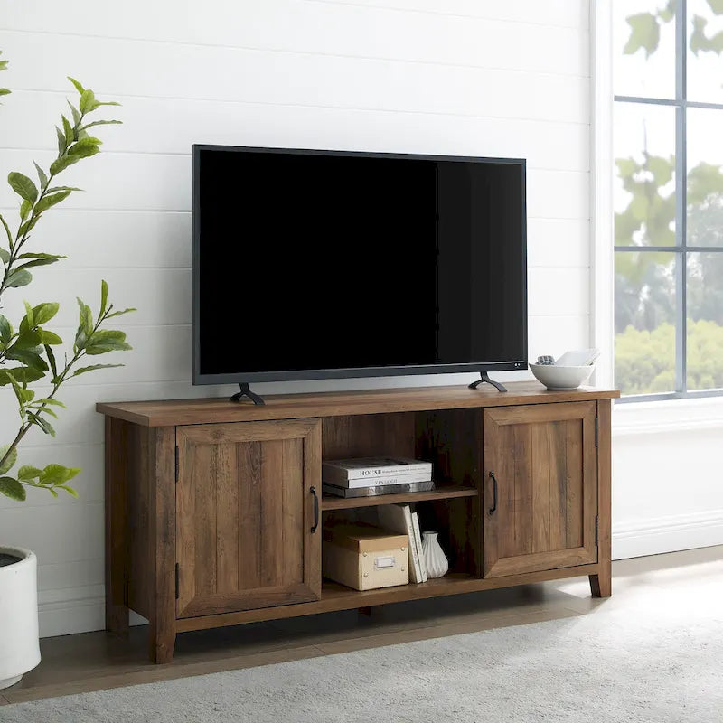 58-inch TV stand with grooved doors