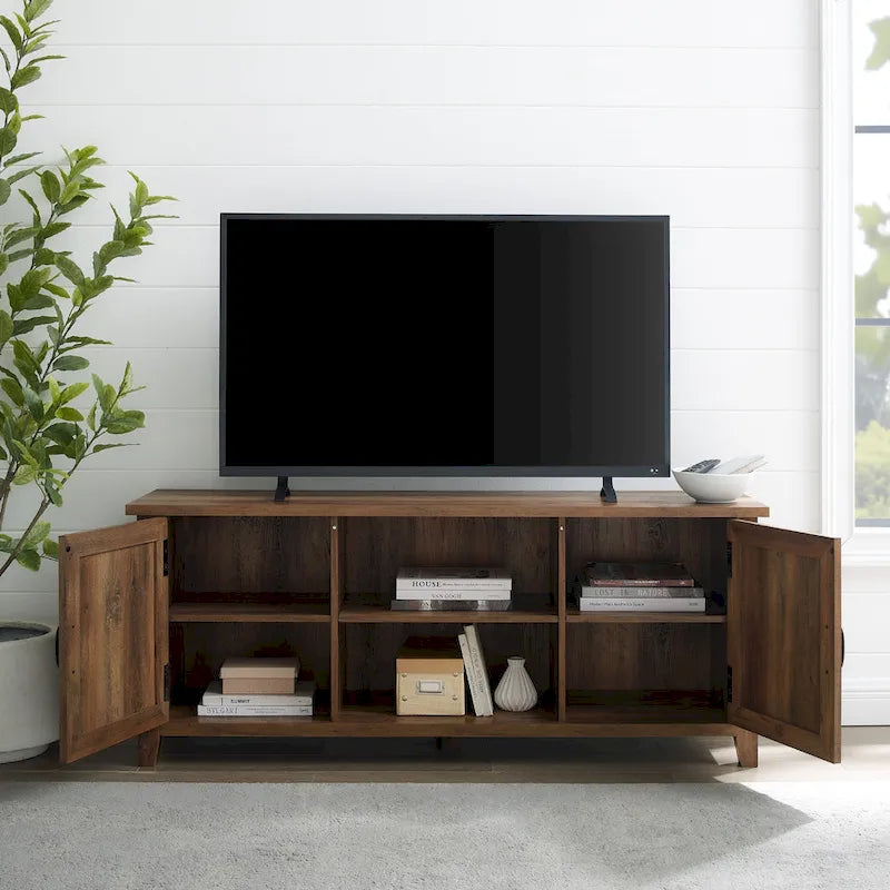 58-inch TV stand with grooved doors