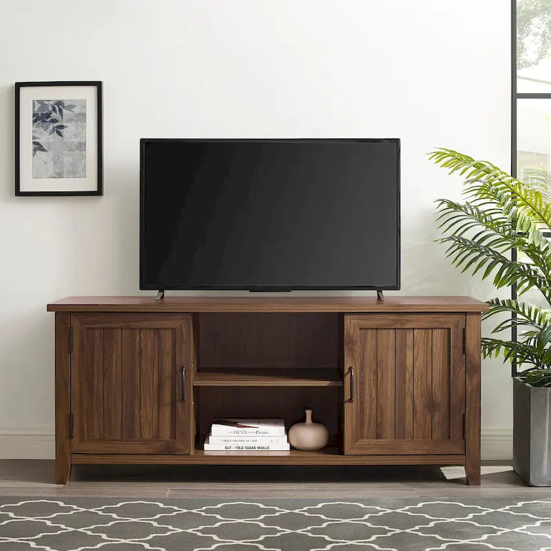 58-inch TV stand with grooved doors