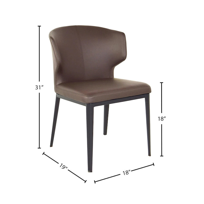 Moderner Esszimmerstuhl im Mid-Century-Stil aus Kunstleder mit hoher Rückenlehne und Flügeln