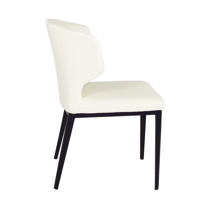 Moderner Esszimmerstuhl im Mid-Century-Stil aus Kunstleder mit hoher Rückenlehne und Flügeln