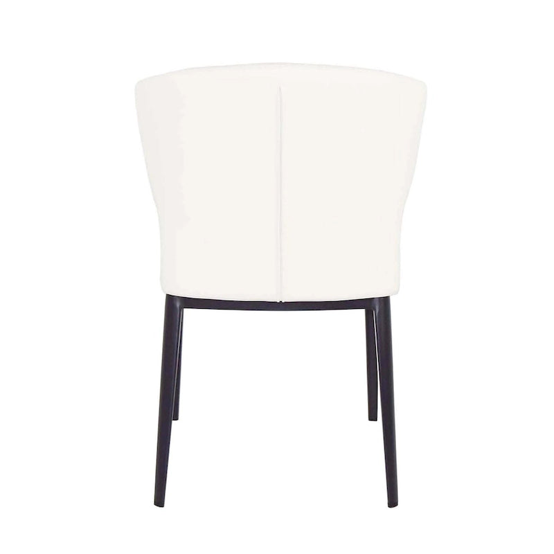 Chaise de salle à manger moderne du milieu du siècle en similicuir avec dossier enveloppant