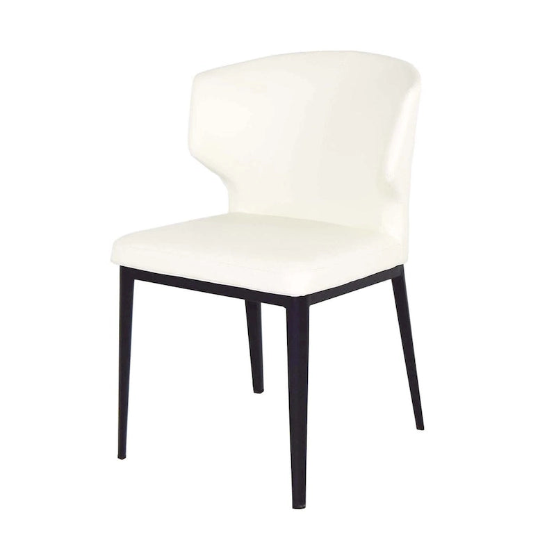 Chaise de salle à manger moderne du milieu du siècle en similicuir avec dossier enveloppant