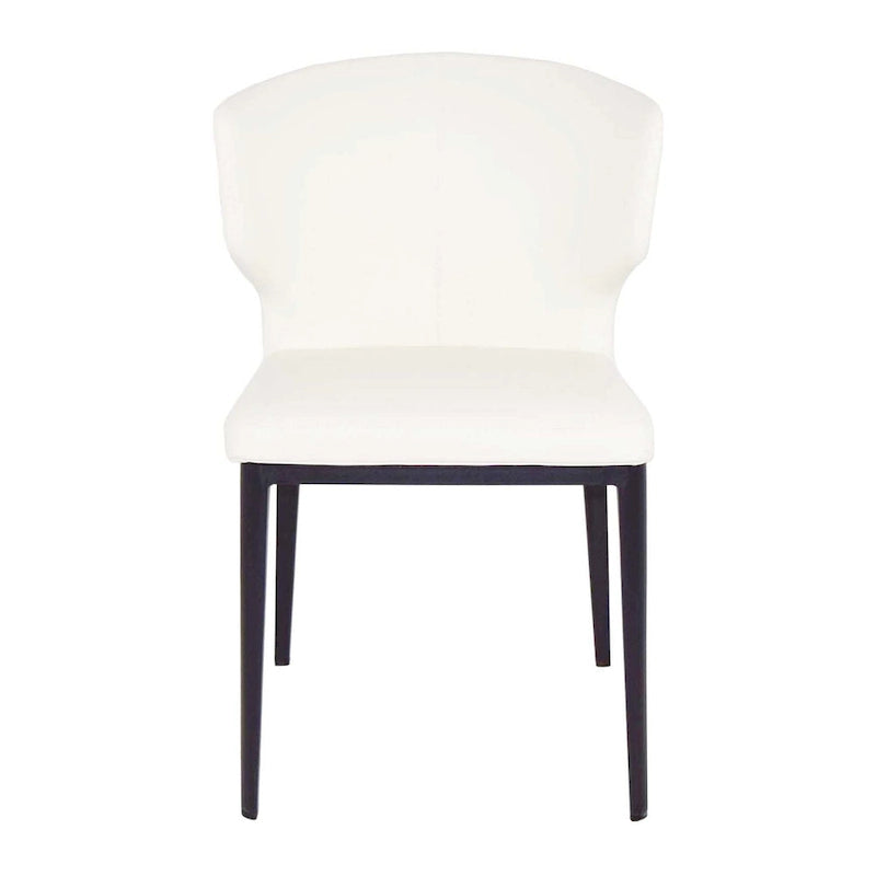 Chaise de salle à manger moderne du milieu du siècle en similicuir avec dossier enveloppant