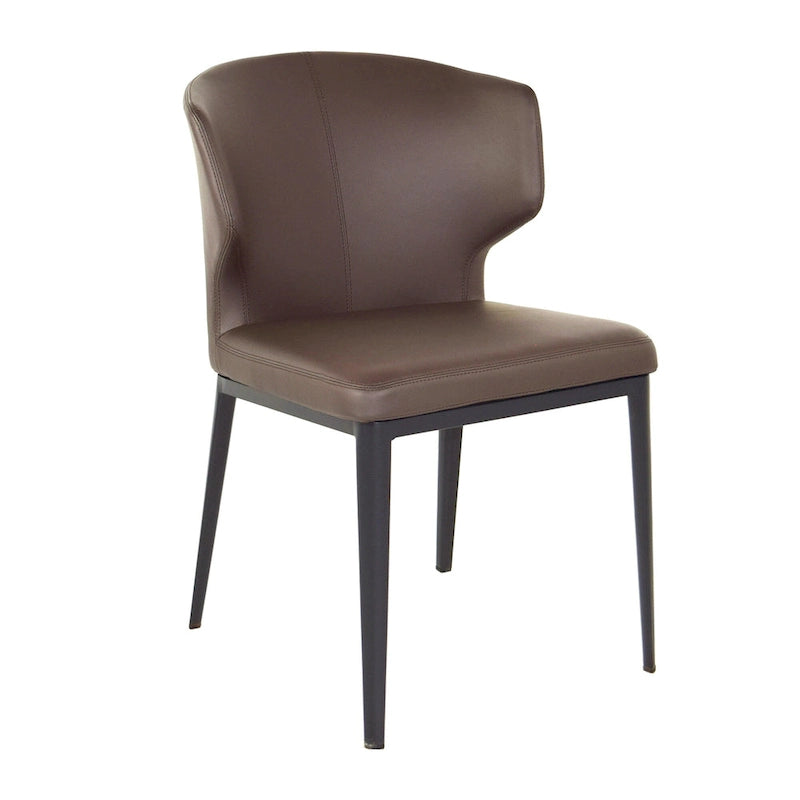 Chaise de salle à manger moderne du milieu du siècle en similicuir avec dossier enveloppant