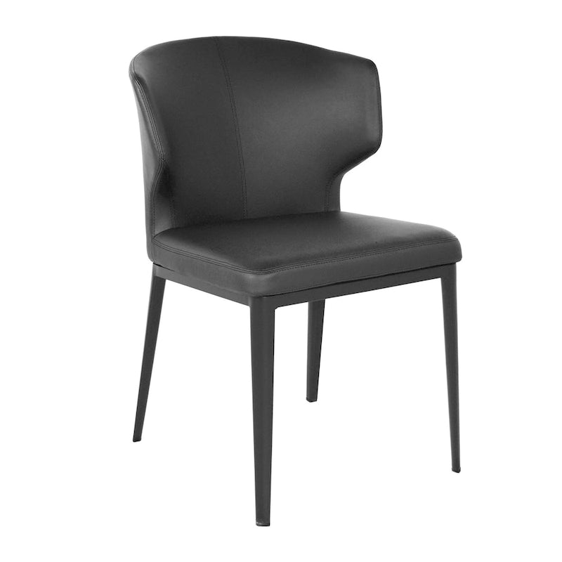 Chaise de salle à manger moderne du milieu du siècle en similicuir avec dossier enveloppant