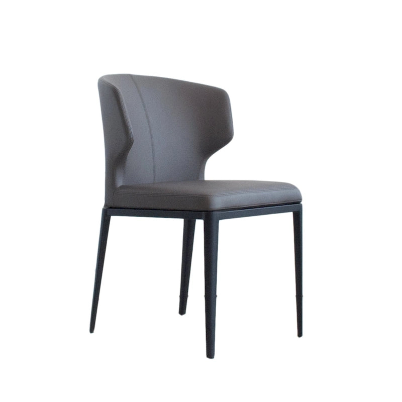 Chaise de salle à manger moderne du milieu du siècle en similicuir avec dossier enveloppant
