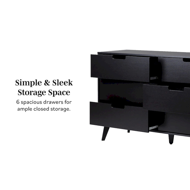6 Drawer Dresser with Cut Out Handles