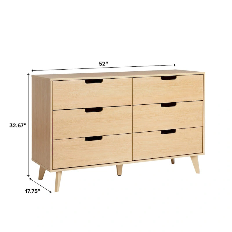 6 Drawer Dresser with Cut Out Handles