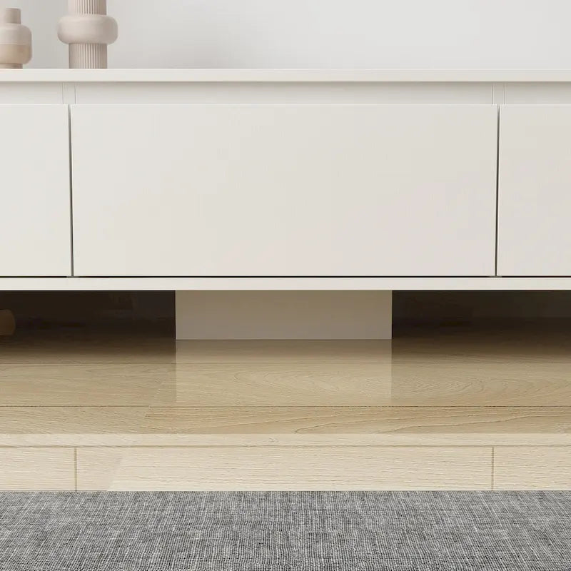 Moderner ausziehbarer TV-Schrank mit 3 Schubladen, weiß/schwarz, 65.4-106.3
