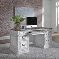 Distressed white faux-antique desk with bark-like texture