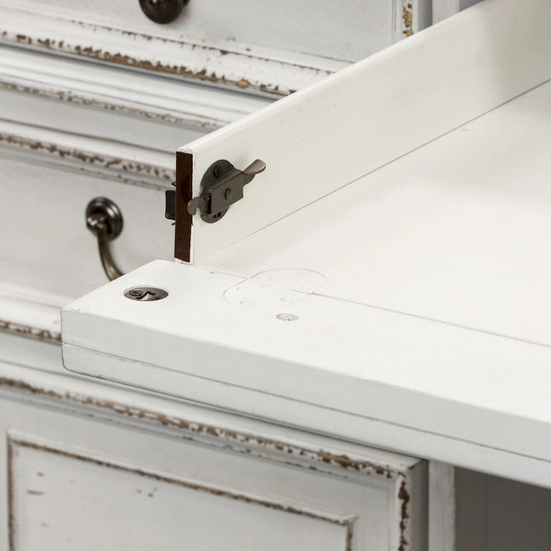Distressed white faux-antique desk with bark-like texture