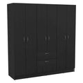 Armoire à six portes, sept étagères intérieures, un tiroir, une tringle - N/A