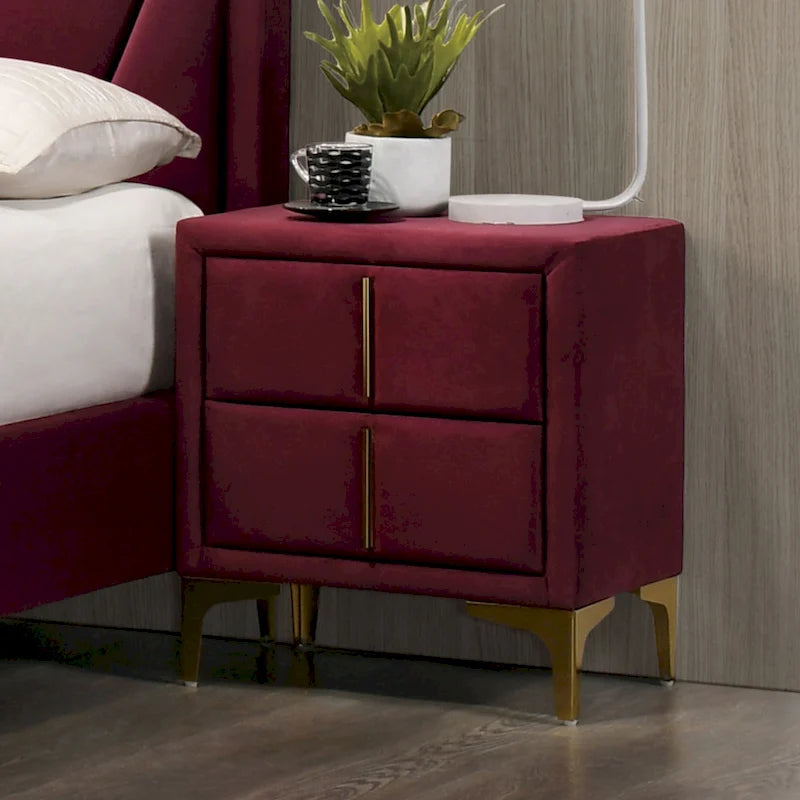 Two-drawer fabric nightstand