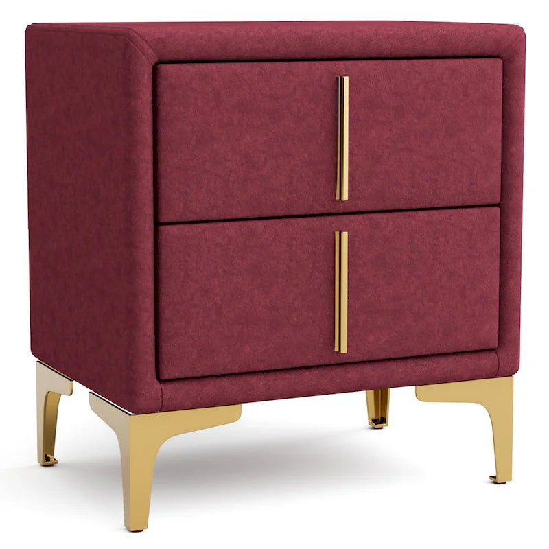 Two-drawer fabric nightstand