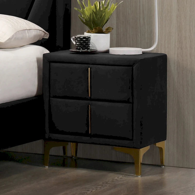 Two-drawer fabric nightstand