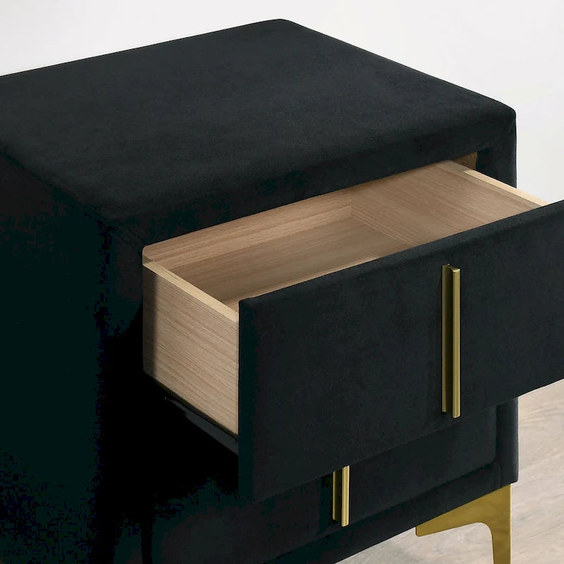 Two-drawer fabric nightstand