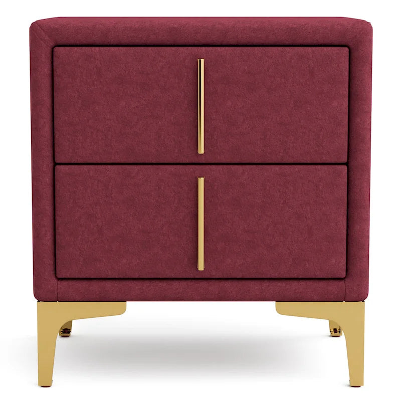 Two-drawer fabric nightstand