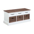 Banc de rangement à 3 tiroirs, marron et blanc patinés