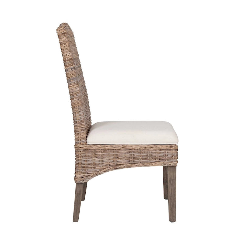 Chaises de salle à manger rembourrées en rotin naturel - lot de 2