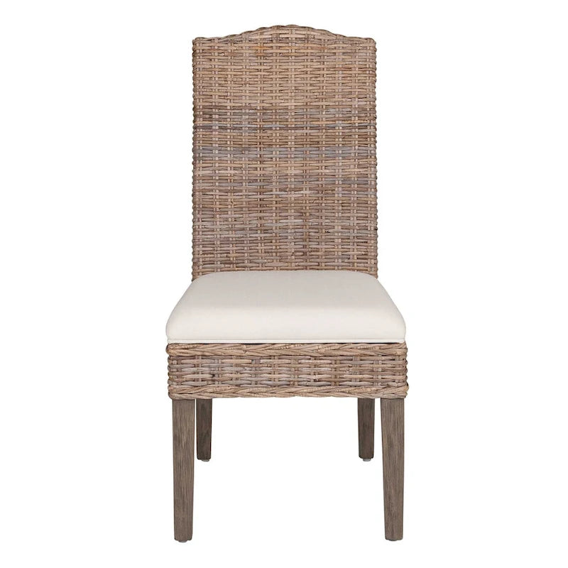 Chaises de salle à manger rembourrées en rotin naturel - lot de 2