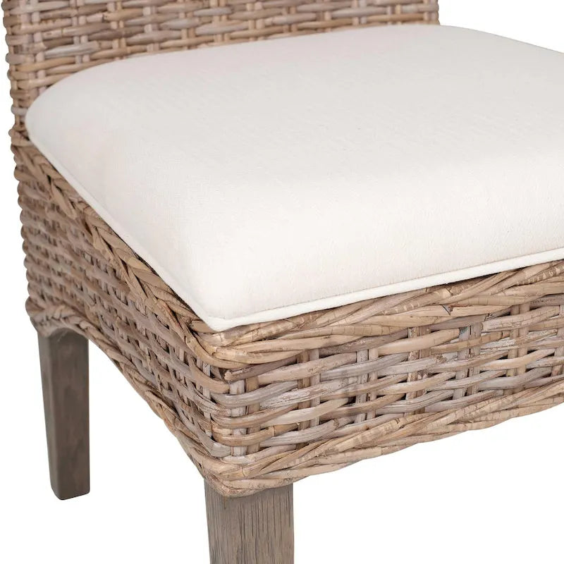 Chaises de salle à manger rembourrées en rotin naturel - lot de 2