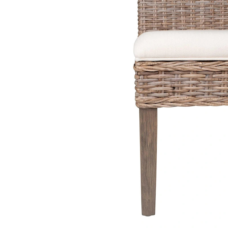 Chaises de salle à manger rembourrées en rotin naturel - lot de 2