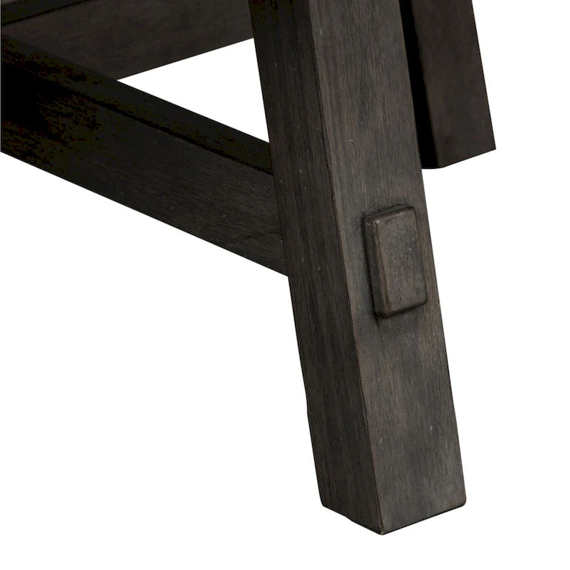 Table ronde moderne de style ferme, gris anthracite patiné, avec pieds évasés