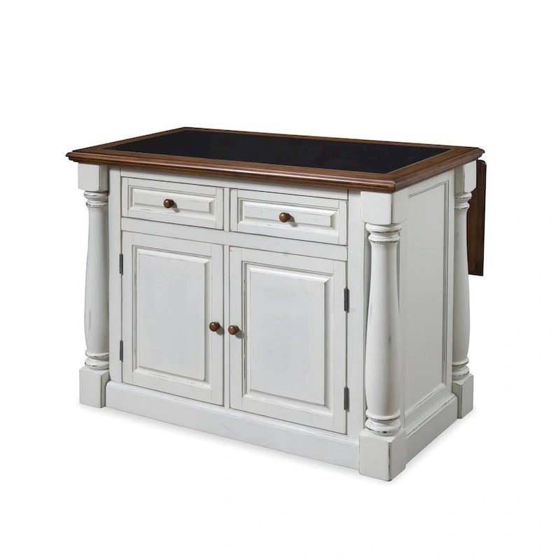 Minimalist antique-style white kitchen island