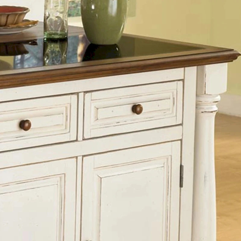 Minimalist antique-style white kitchen island
