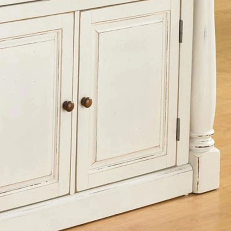 Minimalist antique-style white kitchen island