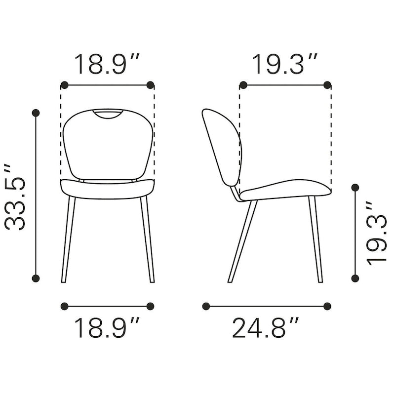 Esszimmerstuhl (Set aus 2) - Produkt 1 (Zoll): 18.9 W x 24.8 D x 33.5 H