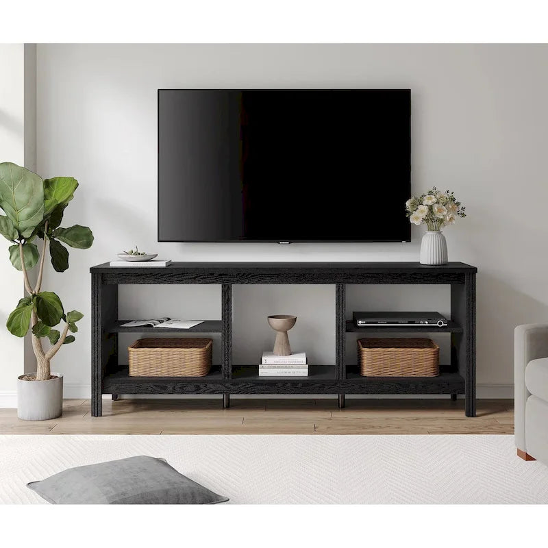 Meuble TV classique de 70 pouces, console TV pour téléviseur de 75 pouces avec LED