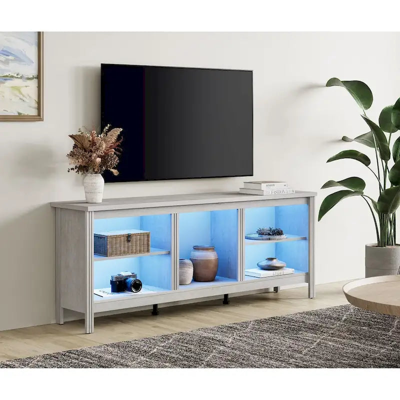 Meuble TV classique de 70 pouces, console TV pour téléviseur de 75 pouces avec LED
