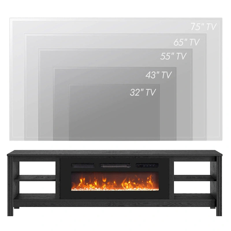 Meuble TV classique de 70 pouces, console TV pour téléviseur de 75 pouces avec LED