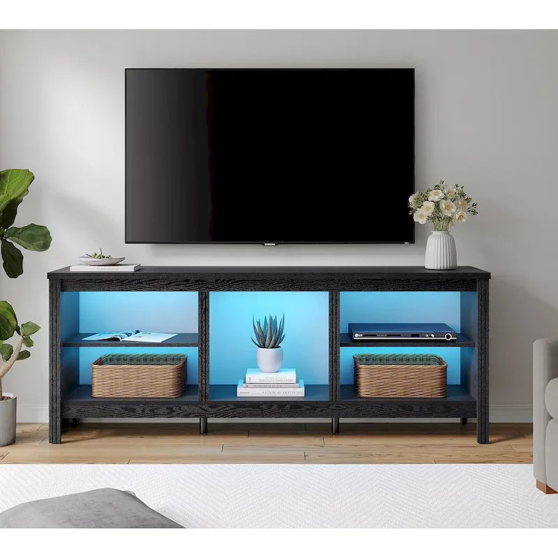 Meuble TV classique de 70 pouces, console TV pour téléviseur de 75 pouces avec LED